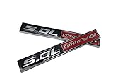 5.0L Coyote V8 Emblems 3D Plastic Trim Fender Hook Truck Badge Decals Stickers Replacement for Ford Mustang & F150 (Black/Red)