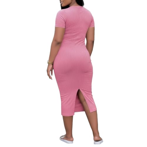 Image of TOPSRANI Women Sexy Midi Dress Bodycon Casual Sleeveless Basic Ruched Tank Summer Club Party Dresses