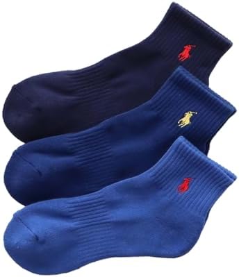（04:30時点） 【3足セット】POLO RALPH LAUREN メンズ レディース 足底パイル アーチサポート 多色 ショートソックス 93246604/92009604 25-27cm 07.ブルー・アイアンブルー・ネイビー