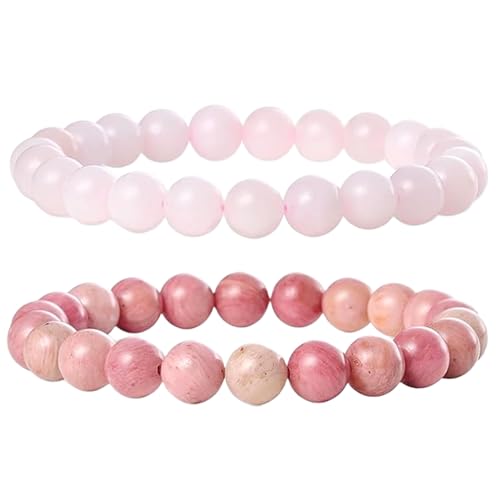 Bracelets couples quartz rose rhodochrosite 8mm FIZA_CPL_274