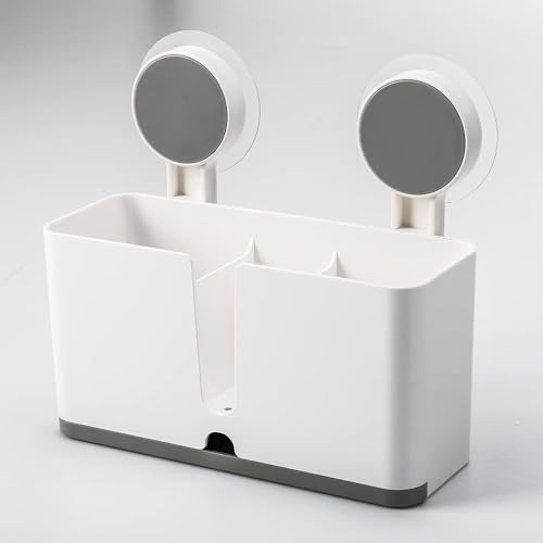 Image of JD FRESH Twin Toothbrush Holders for Bathroom /Wall Mounted Holder /Organizer for Electric Toothbrushes /Toothpaste & Makeup Brush (White)
