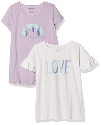 Calvin Klein Girls' Short Sleeve Legacy Graphic T-Shirt
