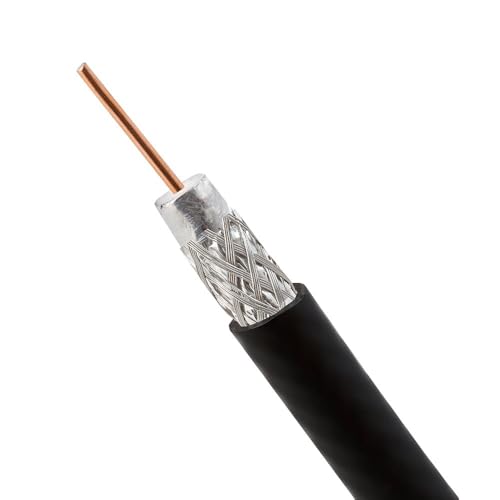 Cmple - RG6 Cable 1000 ft CL2 Rated Shielded Coaxial Cable 18AWG, Aluminium Braid, Bulk Coax Cable for Audio, Video Installations, TV Antenna, CCTV, CATV - Black