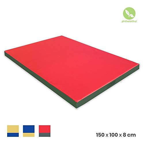 NiroSport Materassino di Caduta 150 x 100 x 8 cm Tappetino da Allenamento Tappetino da Ginnastica per Esercizi Fitness Stuoia Sportiva Gym Mat Impermeabile - Rosso/Verde