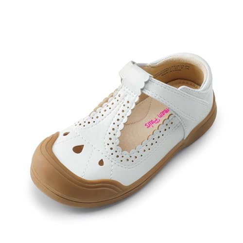 DREAM PAIRS Girls Mary Jane Dress Shoes School Uniform Toe-Protective T-Strap Ballet Flats Toddler Little Kid 7 Toddler White
