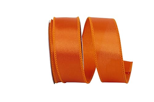 Reliant Ribbon 92575W-058-09F Satin Value Wired Edge Ribbon 1-1/2 Inch X 10 Yards Orange