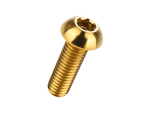 M6×20mm P1.0 ボタンボルト 64チタン製 六角穴 チタンボルト ゴールド