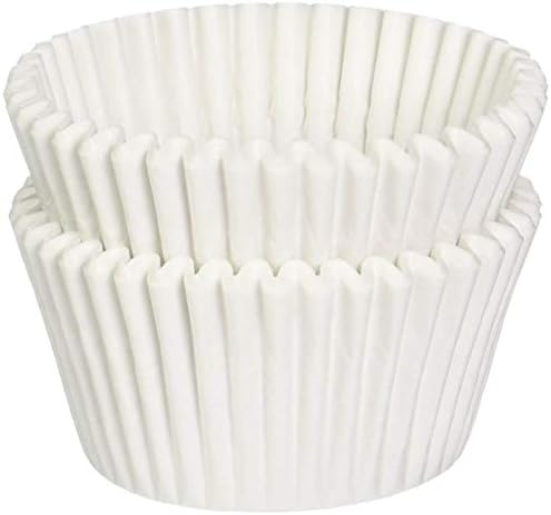 white Mini Baking Cups, MADE IN USA - fluted cupcake liners oven safe paper 1-1/2 x 1'' = 3.5 - bulk case appx. 10,000