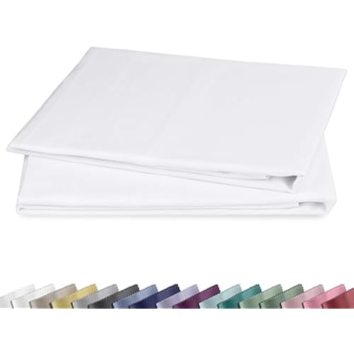 Soft Natural 100% Cotton Sateen Queen Pillow Cases, 2-Pack, Bright White