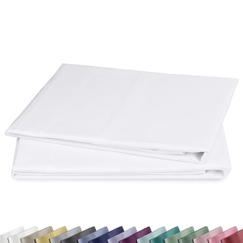 California Design Den Standard Queen Size Pillowcases - 100% Cotton Set of 2 Soft Sateen Weave Cases Fits Queen and Standard Size Pillows - Bright White