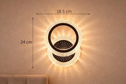 Image of FILLISKA Luxurious Acrylic Crystal Wall Lamp with Adjustable Colour Changing Function, Elegant Finish (Black Round Crystal-702)(1 Year Warranty)