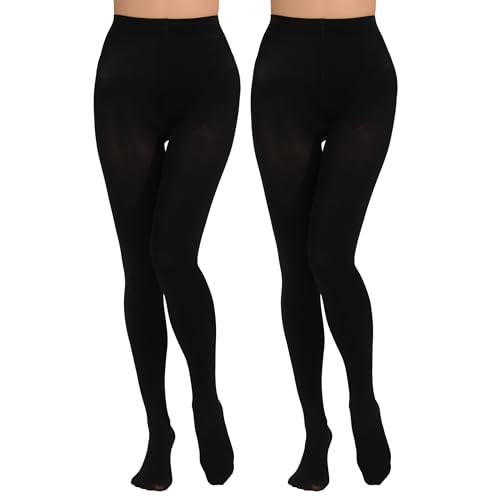 Paralinda 2 Pairs Women's Solid Color Tights 80D, Soft Opaque Microfiber Tights (Black, XXL/3XL) by Paralinda - Used condition - US$7.19