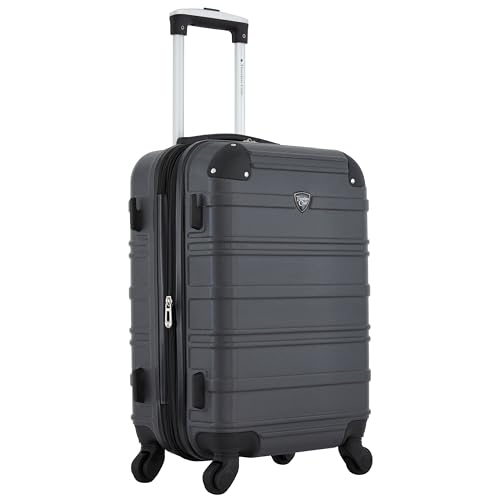Image of Travelers Club Chicago Hardside Expandable Spinner Luggage, Blackened Pearl, 22 inch Carry-On, Chicago Hardside Expandable Spinner Luggage