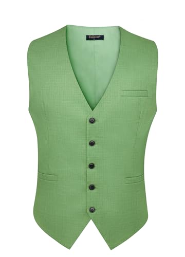 Image of Enlision Men's Suit Vest Business Formal Dress Waistcoat Solid Color Vest for Suit or Tuxedo