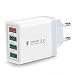 Produktbild USB Ladegerät, 33W USB ladestation, QC3.0 USB-Netzteil, 4-Port USB Ladegerät Mehrfach Schnellladegerät kompatibel mit iPhone 12/13/14/Samsung S22/S21/S20/Xiaomi/OPPO/Huawei/OnePlus usw.