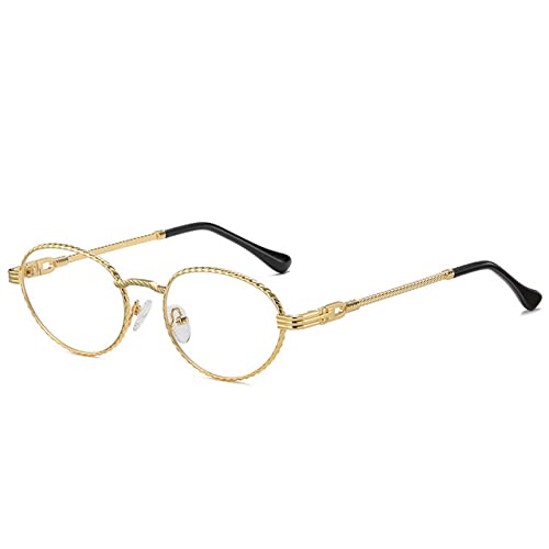 Lunettes de soleil ovales vintage en métal doré chic avec verres dégradés UV400