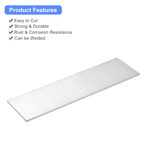 Image of uxcell Square Aluminum Flat Bar, 1 /4 inch Thick 3.1 inch Width 12 inch Length Square Aluminum Bar 6061 Aluminum Flat Plate, 5 x 80 x 305mm T6511 Solid New Mill Stock for Industrial Building
