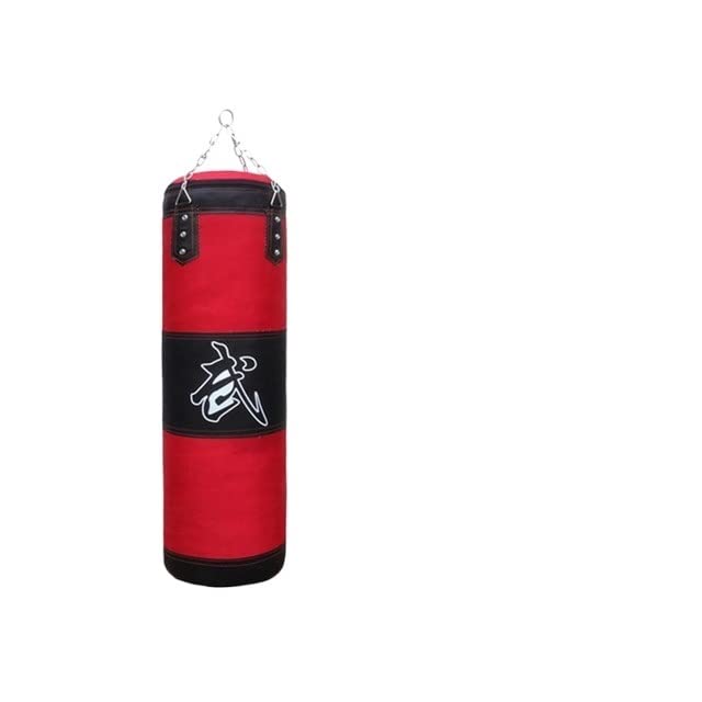 Saco de boxeo profesional, saco de boxeo para entrenamiento, fitness, con bolsa de arena colgante, para adultos, gimnasio, ejercicio, saco de boxeo pesado (rojo, 80 cm, 4 juegos)