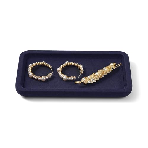 Microfiber Jewelry Trays Stackable Jewelry Display Tray Jewelry Bracelet Necklace Tray Organizer Ring Earring Necklace Organizer Tray Jewelry Trays For Drawers (Blue