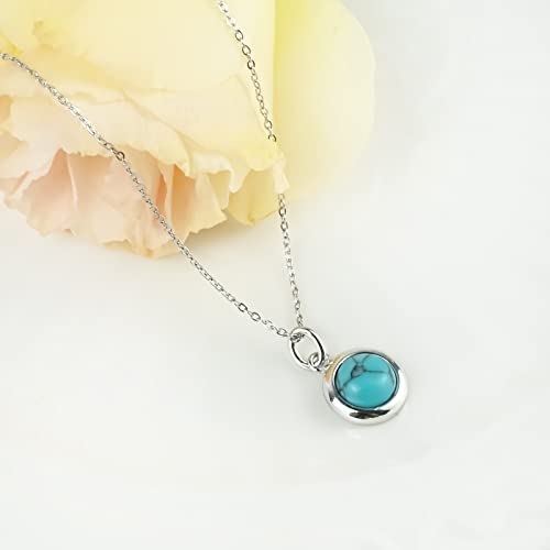 Turquoise Necklace Natural December Birthstone Pendant Silver Western Necklaces Turquiose Jewelery Handmade Necklace Gifts Necklaces For Women Trendy #TOP4