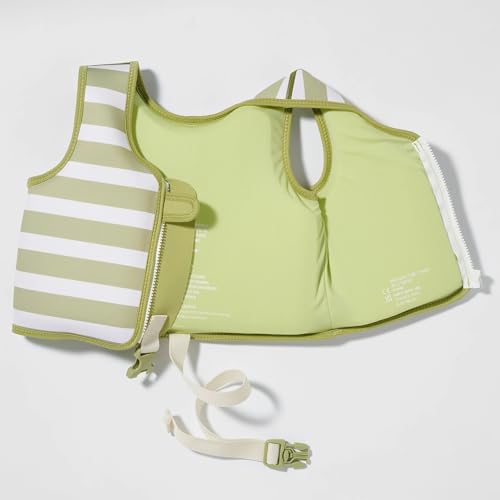 SUNNYLiFE Swim Vest - Constructed with Neoprene Plus a Secure Front Zip and Adjustable Safety Strap to Develop Water Confidence. | Toddler Swim Vest (Into The Wild Khaki, 2-3) - Thumbnail 5