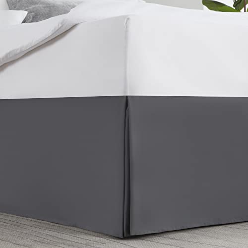Image of Nestl Dark Gray Full XL Bed Skirt - Full XL Size Bed Skirt 14 Inch Drop - Brushed Microfiber Bed Skirts - Hotel Quality Pleated Bed Skirt - Shrinkage & Fade Resistant