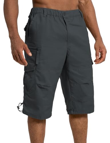 Short cargo 3/4 homme en coton léger à taille élastique ultra confort