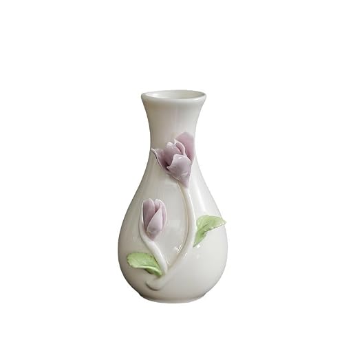 Small White Vase Ceramic Vase For Pampas Grass Table Decorations Centrepiece, Bedroom Accessories, Room Deco Boho Home Mini Vase Ornaments Aesthetic Decor Living Room (C)