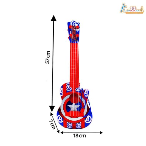 Image of Marvel Avenger Theme 4-String Guitar for Kids - Small Electric & Classical Style Toy Instrument for Beginners - Fun Educational Musical Toy|Birthday Gift for Boys & Girls Age 3+ - Red