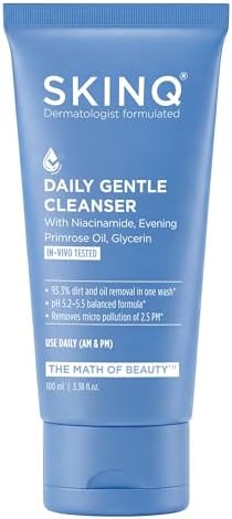 SKINQ Niacinamide Face Wash for Oily Skin & Excess Oil | Removes 93.3% Dirt & Oil in One Wash | pH Balanced, No Parabens | Normal, Dry & Sensitive Skin | Made by Dermat | 100ml