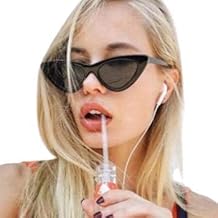 HAYDEN haiza Trendy Black Frame Cat Eye Vintage Style Non-Polarized Sunglasses For Women Lens Uv Protection, Medium