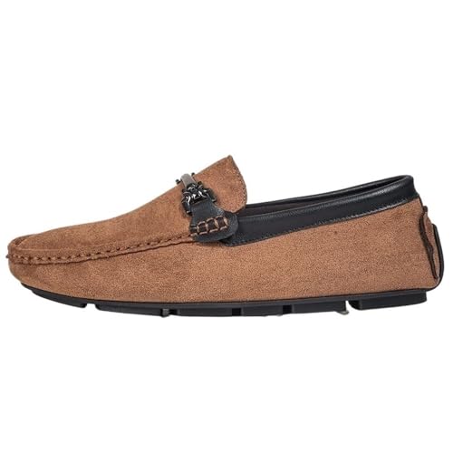 Mens Loafers Shoe Suede Vamp Driving Loafers Stitching Details Comfortable Flexible Slip Resistant Lightweight Flat Heel Prom Wedding Slip-on