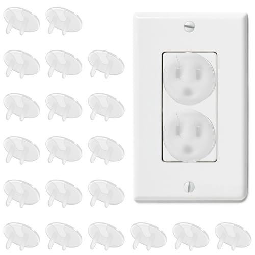 20 PCS Safety Clear Outlet Covers, Plastic Proofing Plug Covers for Power Sockets, Easy Install Electrical Outlet Protector Safety Caps for Home & Office
