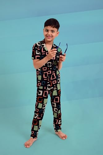 Image of 3BROS Unisex Pure Cotton Short Sleeve Kids Night Dress for Boys & Girls Nightwear /Sleepsuit /Sleepwear /Loungewear Night Suit for Boys and Girls Top and Pyjama Combo Set