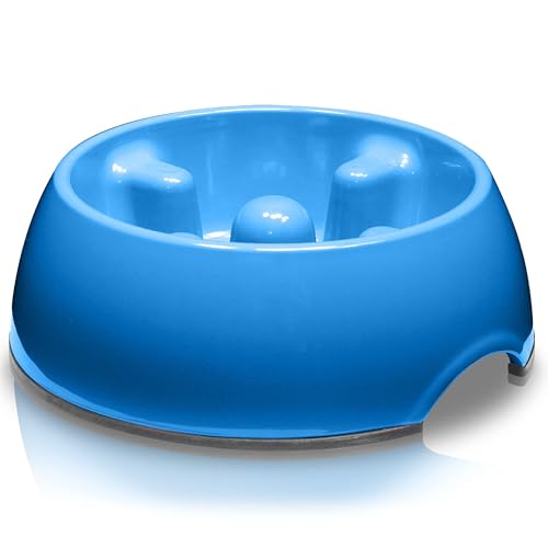 Image of Dogit Go Slow Anti-Gulping Dog Bowl, Blue, X-Small