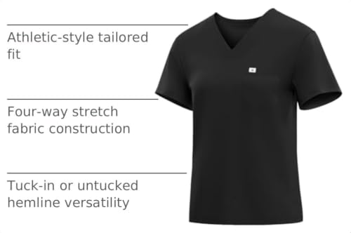 Image of Athletic Scrub Tops for Women, V-Neck Stretch Nurse Uniform