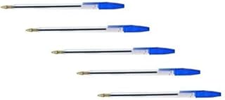 Indigo BLUE Ball point Pens. Quality Stick Biro Pens for Home School Office. 0.7mm Medium Encased Nib (10)