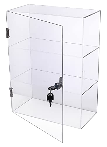 Duvindd 3 Shelf Acrylic Display Case With Lock And Keys, Clear Lockable Showcase For Collectibles Stand, Countertop Locking Display Cabinet Multi-Functional Safe Storage Box (11.8X5.9X15.7 Inch) #TOP5