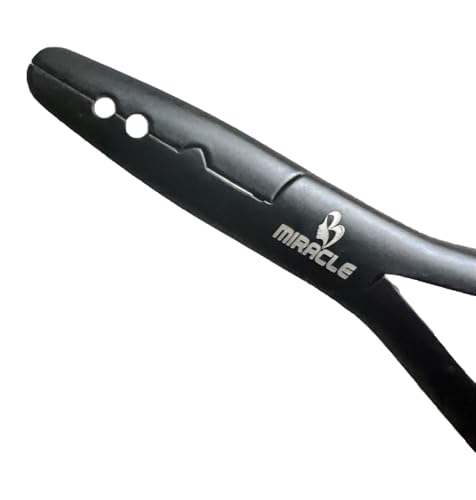 MIRACLE Alicate profissional de extensão de cabelo com 2 furos, removedor de microlinks de 17 cm, ab