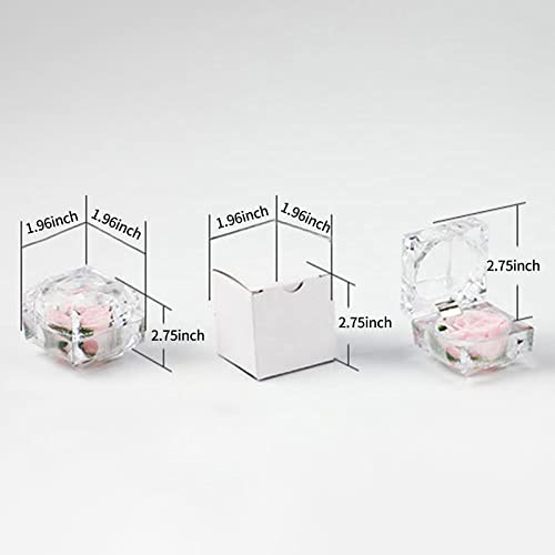 yeacher Flor de rosa real preservada em caixa transparente Rosa eterna perfumada para sempre flor ro