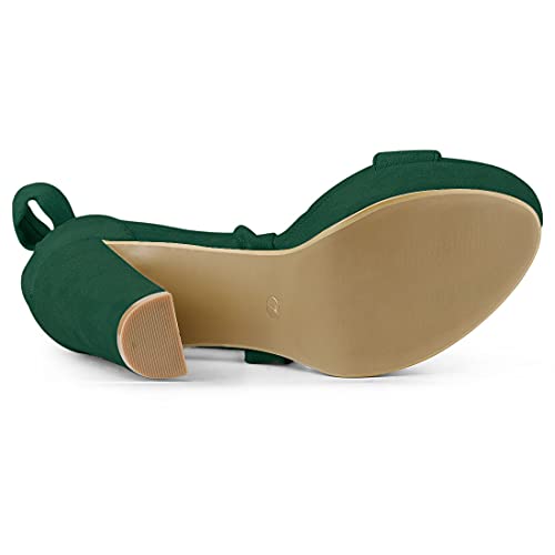 Allegra K Allegra K Women's Lace Up Platform Emerald Green Block Heels Sandals - 9.5 m US