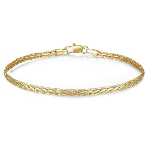 14K Gold Plated Chain Bracelet for Women,Dainty Plated Gold Jewelry Gifts for Women,Trendy Gold Bracelet Waterproof