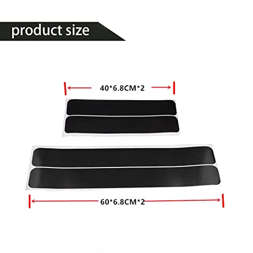 Grafken 4Pcs Car Door Sill Welcome Pedal, Carbon Fiber Vinyl Wrap Tape Film, Universal Threshold Anti-Scratch Sticker Door Edge Protection #TOP1