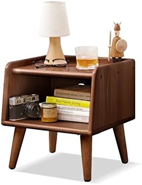 Bamskov 100% Solid Beech Wood End Table with Open Storage, Mid Century Modern Nightstand, Practical Small Side Table for Bedroom, Dormitory