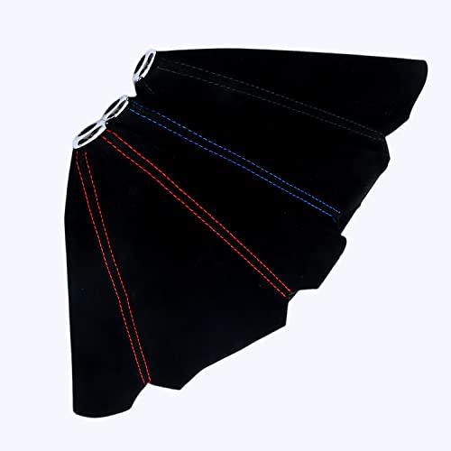 Qiang Kun Car Shift Boots Shift Knob Dust Cover Manual Gear Shift Cover Suede Leather Shift Boots Mt Gear Knob Shift Boots (Black Suede W/Red Stitching) #TOP6