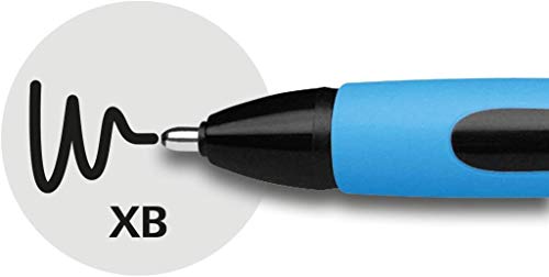 Image of Schneider Slider Memo XB Writing Instruments Ballpoint Pen with Cap Model Black Barrel Colour Cyan Black Pack of 10