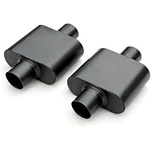 Pair of 3" ID Center/Center Single Chamber Mufflers - Aggressive Deep Sound, Aluminized Steel, Weld/Clamp-On 13" Total Length