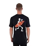 Hurley Flamingue T-Shirt für Herren, schwarz, kurzärmelig, mit Rückdruck, Skelett, Surf
