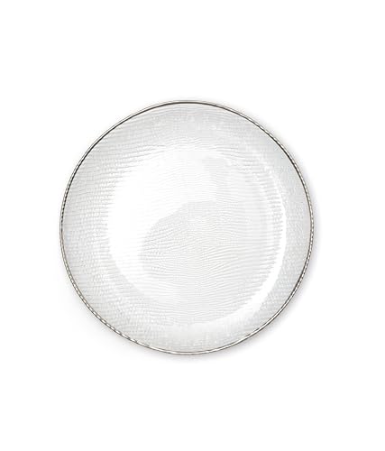 Excelsa Platinum Sottopiatto, Vetro, Trasparente/Bordo Argento, 33.5x33.5x2 cm