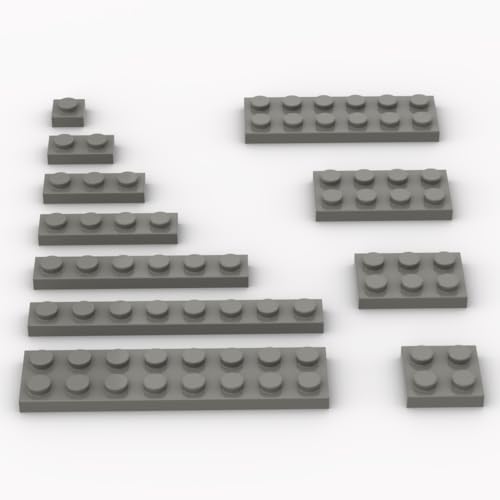 300 Piece Dark Gray Building Plate Bulk Assortment Pack, Dark Gray Small Base Plate Accessories for Building with 12 Size, Compatible with Lego Parts and Pieces